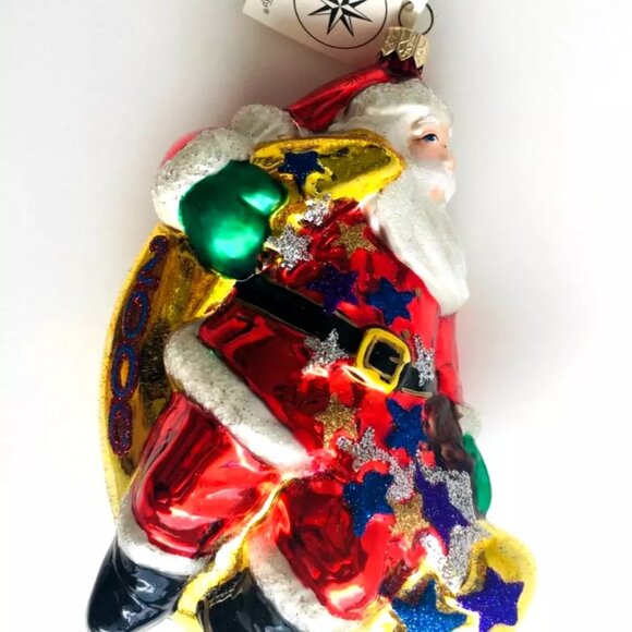 SALE Authentic Christopher Radko SANTA Claus on the Gold Moon Huge Glass Ornamnt - Picture 7 of 10